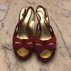 Enzo Angiolini Red strappy platform pump